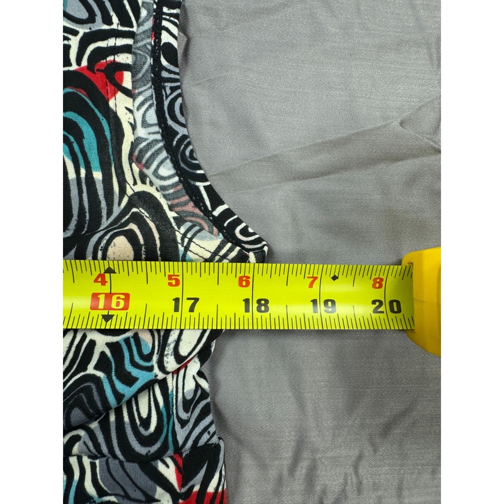 George Stretch Sleeveless Midi Dress Red Blue Geometric Print Size L 12/14 - Picture 5 of 5